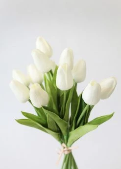Afloral.com Artificial Flowers Real Touch Tulip Flower Bundle Of 12 - 14.5