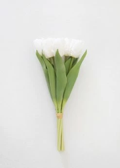 Afloral Bundle Of 7 White Real Touch Tulip Flowers - 14