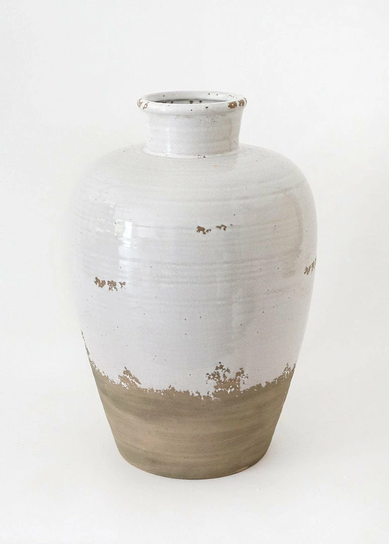 Afloral Distressed Ceramic Large Jug Vase - 14.75"