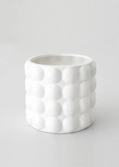Afloral Hobnail Textured Pot In White - 5.25