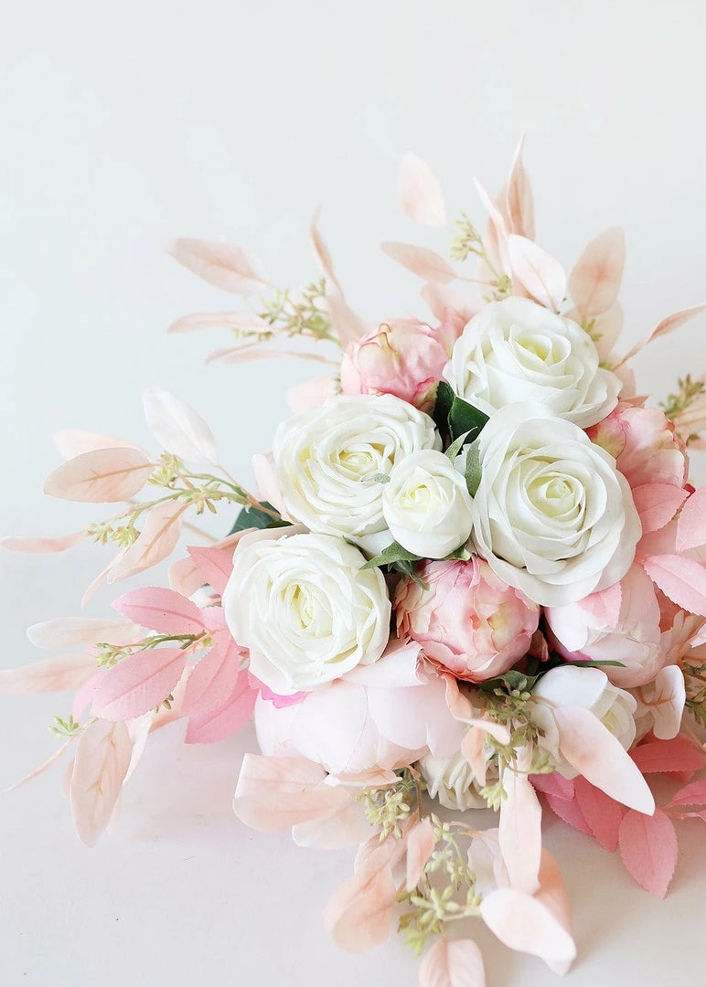 Afloral Fake Seeded Eucalyptus Leaves In Blush - 18"