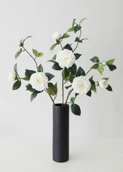 Afloral Real Touch Camellia Roses In Cream White - 35