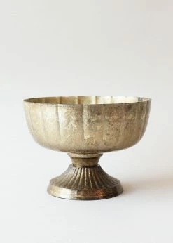Afloral Vases Distressed Gold Metal Compote Bowl - 5.5"