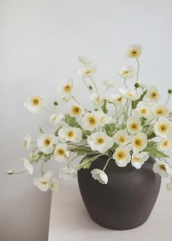 Afloral Faux Poppy Flowers In White - 23" Artificial Flowers