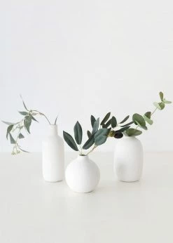 Afloral Set Of 3 Matte Ceramic Bud Vases - 4.25-7