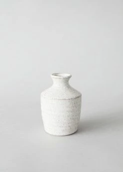 Afloral Hari Bud Vase In Distressed White Ceramic - 4.5"