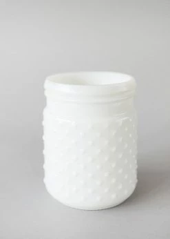 Afloral White Glass Hobnail Jar - 5