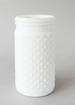 Afloral Vases Glass Hobnail Jar In White - 7.5