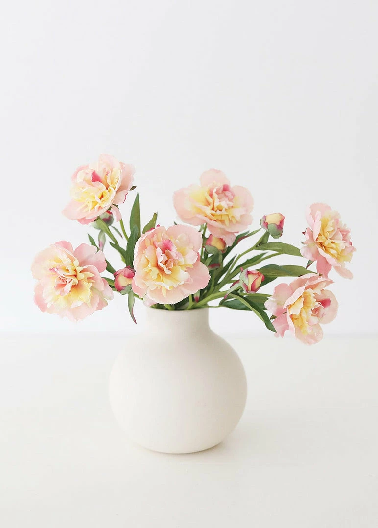 Afloral Soft Apricot Pink Peony Fake Flower - 22"