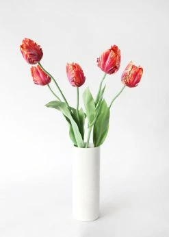 Afloral Artificial Flowers Tie Dye Red Artificial Parrot Tulip - 25