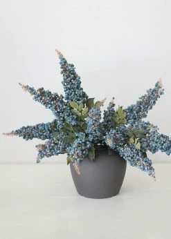 Afloral Artificial Flowers Faux Blue Berry Cluster Branch - 37"