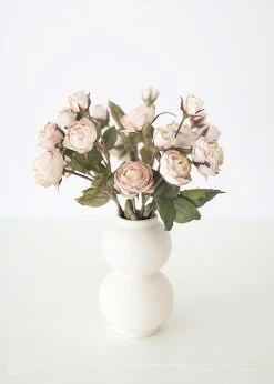 Afloral Beige Faux Dried Roses With Bud - 21