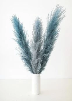 Afloral Dried Flowers Bundle Of 3 Blue Dried Pampas Grass - 40-48"