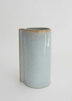 Afloral Blue Slate Ceramic Cylinder Vase - 9"