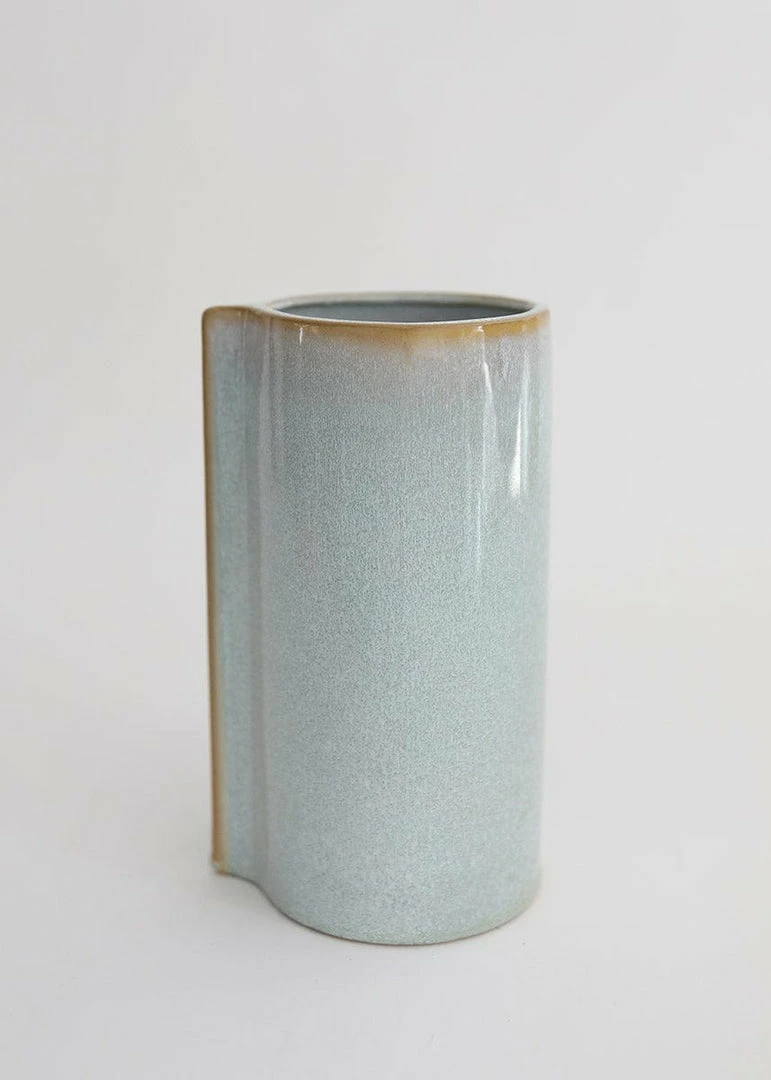 Afloral Blue Slate Ceramic Cylinder Vase - 9"