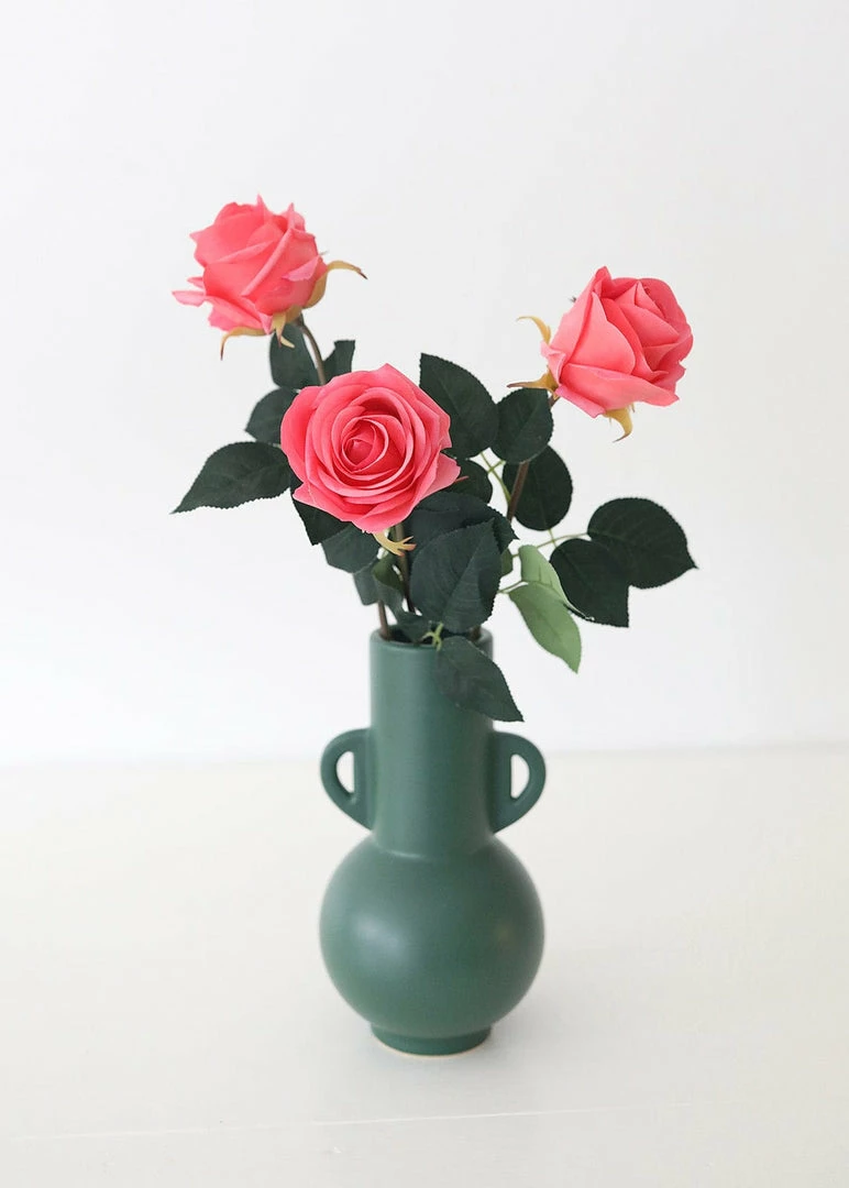 Afloral Dark Green Ceramic Floral Vase - 10.75" Vases