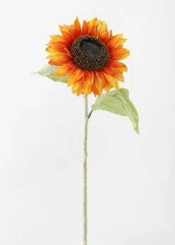 Afloral Fake Sunflower In Flame Orange - 25" Artificial Flowers