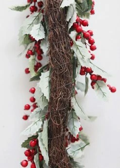 Afloral Outdoor Waterproof Holly Berry Christmas Garland - 4' Artificial Plants
