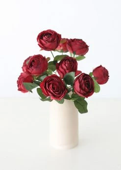 Afloral Burgundy Artificial Flowers Rose Bush - 19