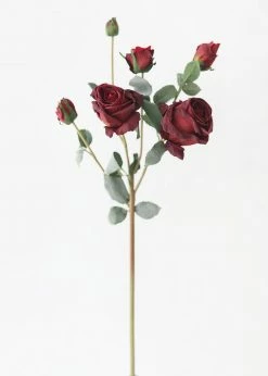 Afloral Fake Rose Spray In Burgundy - 27.5"
