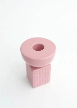 Afloral Textured Pink Geometric Candle Holder - 3.5