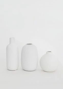 Afloral Set Of 3 Matte Ceramic Bud Vases - 4.25-7