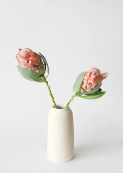 Afloral Faux Protea Flower In Coral Yellow - 18.5