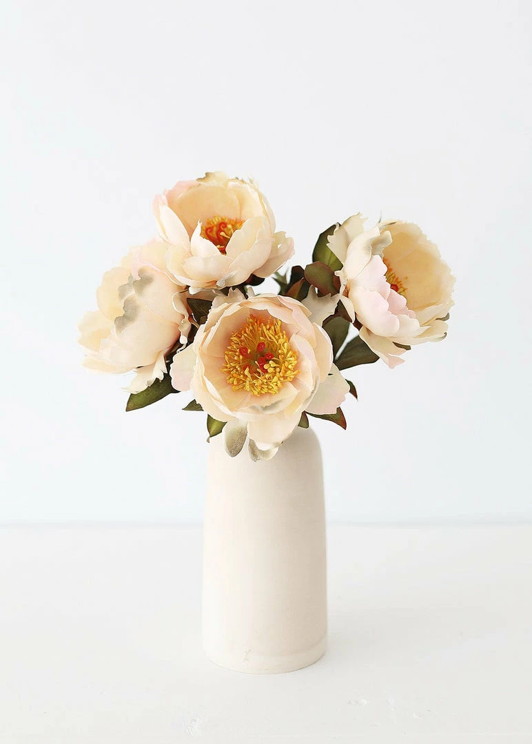 Afloral Cream Peach Artificial Peony Flower - 22"