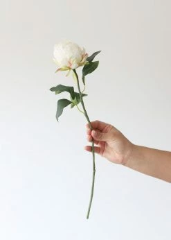 Afloral Artificial Flower Peony Bud In Cream - 18