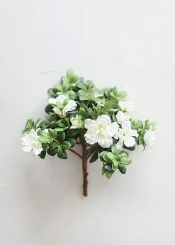 Afloral Artificial Flowers Silk Azalea Bush In Cream White - 12