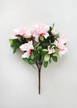 Afloral Artificial Flowers Pink Azalea Silk Flowers Bush - 13"