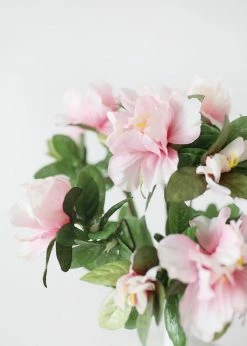 Afloral Artificial Flowers Pink Azalea Silk Flowers Bush - 13"