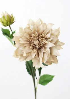 Afloral Dahlia Silk Flower In Taupe - 19.5