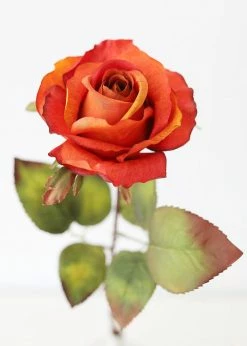 Afloral Artificial Flowers Fake Rose In Burnt Orange - 21"