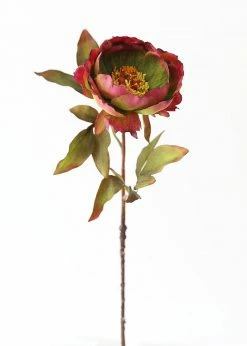 Afloral Fake Peony Flower In Purple Green - 22" Artificial Flowers