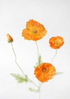 Afloral Artificial Flowers Fake Poppy Flower In Orange - 23