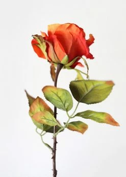 Afloral Artificial Flowers Fake Rose In Burnt Orange - 21