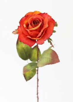 Afloral Artificial Flowers Fake Rose In Burnt Orange - 21"