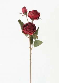 Afloral Burgundy Faux Dried Roses - 21"