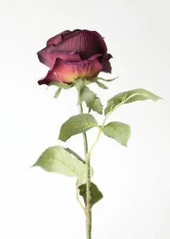 Afloral Silk Flowers Rose In Plum Purple - 21.5