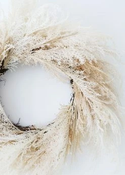 Afloral Neutral Faux Pampas Grass Wreath - 36" Artificial Plants