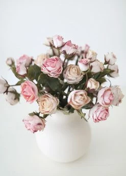 Afloral Pink Mauve Faux Dried Roses - 21