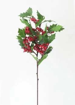 Afloral Fake Holiday Greens Holly Branch - 32" Artificial Plants