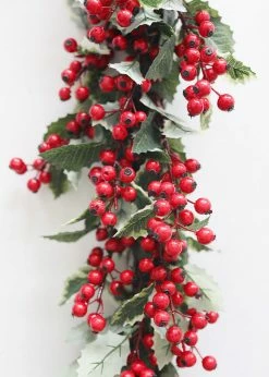 Afloral Outdoor Waterproof Holly Berry Christmas Garland - 4' Artificial Plants