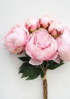 Afloral Artificial Flowers Pink Faux Flower Bundle Of Peonies - 21.5