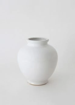 Afloral Vases Glossy White Round Ceramic Vase - 7.75"