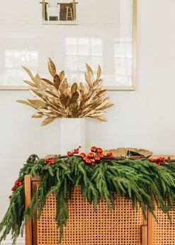 Afloral Artificial Bay Leaf In Metallic Gold - 19" Artificial Plants