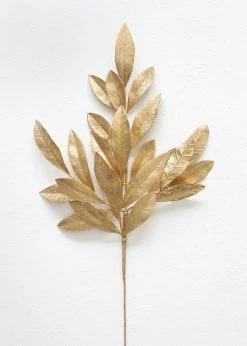Afloral Artificial Bay Leaf In Metallic Gold - 19" Artificial Plants