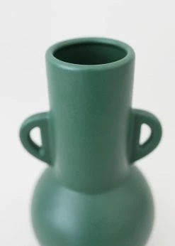 Afloral Dark Green Ceramic Floral Vase - 10.75