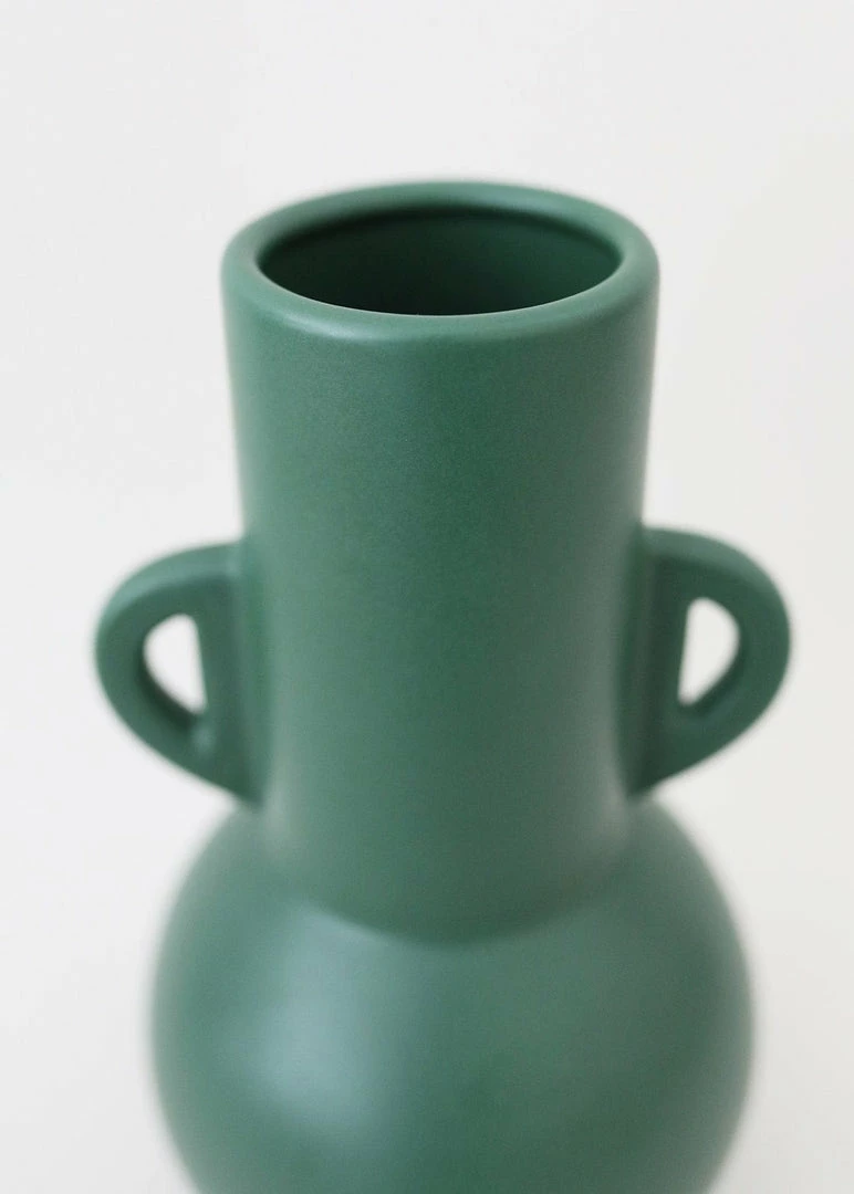 Afloral Dark Green Ceramic Floral Vase - 10.75" Vases